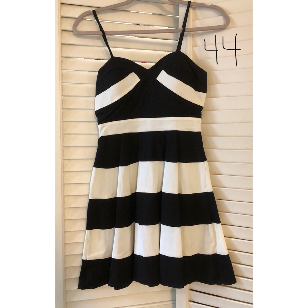 Harper black and white striped dress